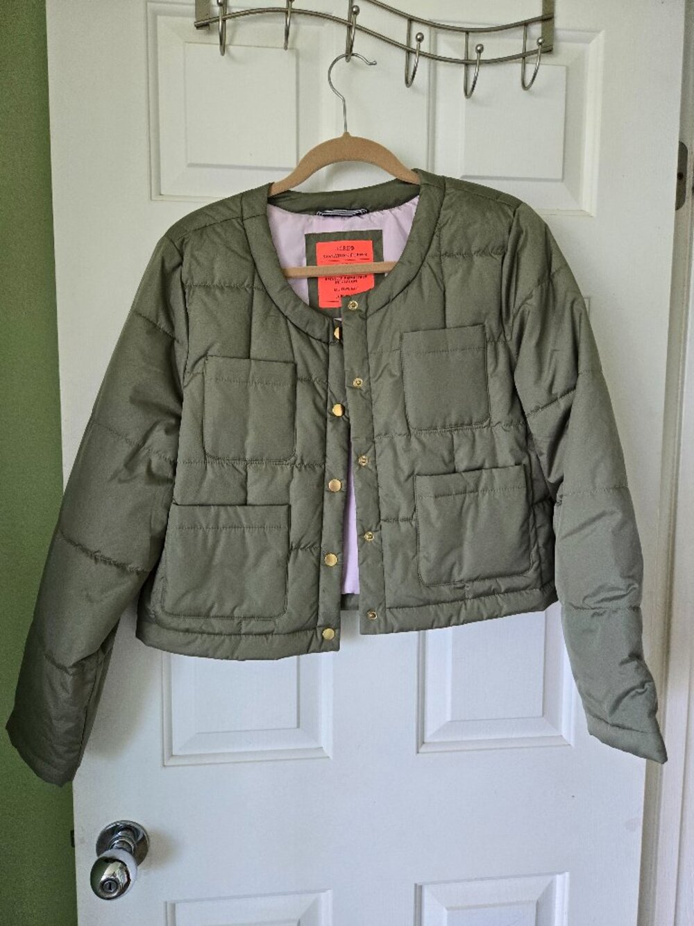 J Crew Quilted Green Puffer Jacket